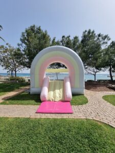 rainbow inflatable - sea view kids’ birthday party